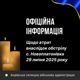 Щодо втрат внаслідок обстрілу с. Новоплатонівка 29 липня