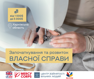 Внутрішньо переміщені особи та місцеві жителі вразливих категорій Харківської області можуть отримати від 1000 до 5000$  на розвиток власної справи