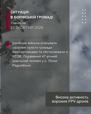 Оперативна інформація про ситуацію в Борівській громаді станом на 21 жовтня 2026 року