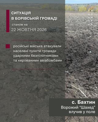 Оперативна інформація про ситуацію в Борівській громаді станом на 22 жовтня 2026 року